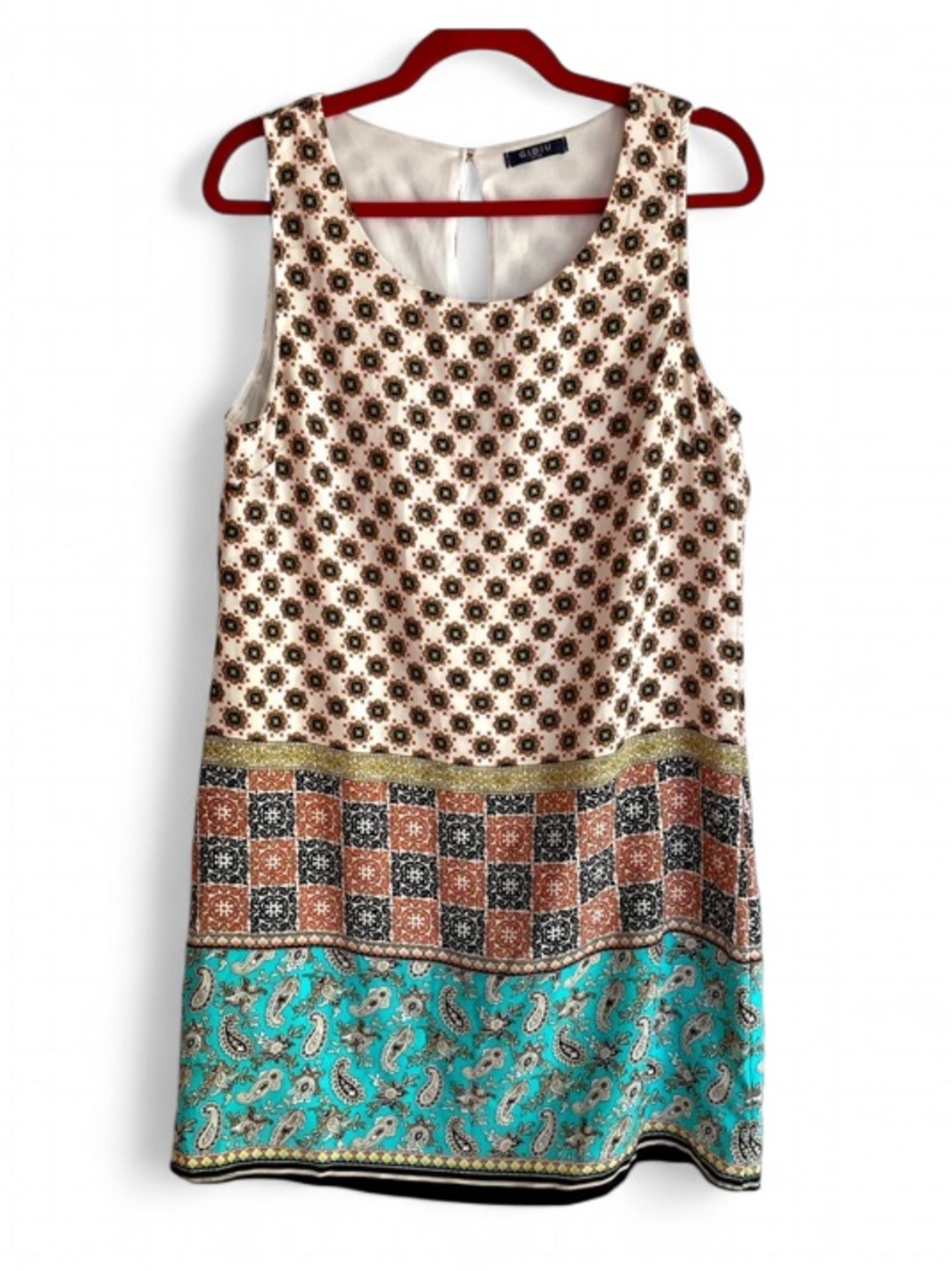 Gibiu Sleeveless Paisley Print Shift Dress Size M